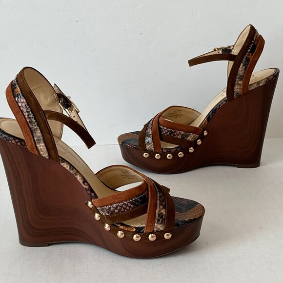 Jessica Simpson Tellira Multicolor Platform Wedge Heel Sandals Studs Size 7M - Picture 1 of 16
